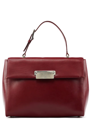 Burgundy Vitello Leather Top Handle Bag