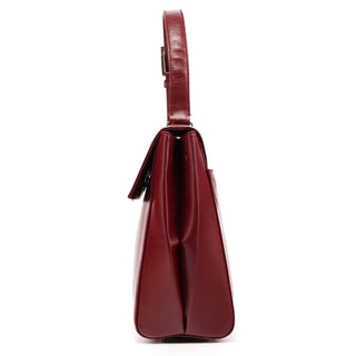 Burgundy Vitello Leather Top Handle Bag