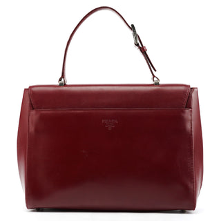 Burgundy Vitello Leather Top Handle Bag
