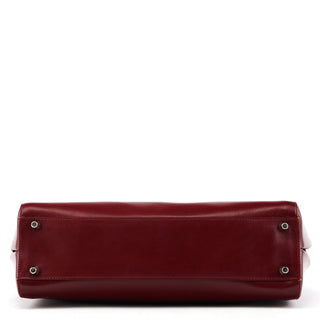 Burgundy Vitello Leather Top Handle Bag