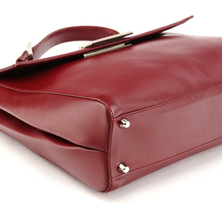 Burgundy Vitello Leather Top Handle Bag