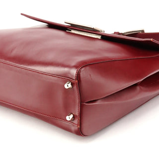 Burgundy Vitello Leather Top Handle Bag