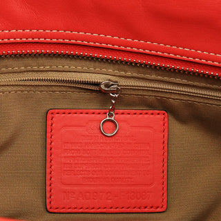 13087 Red Pebbled Leather Hamptons Tote Bag