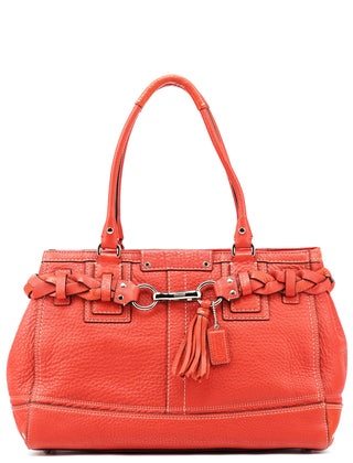 13087 Red Pebbled Leather Hamptons Tote Bag