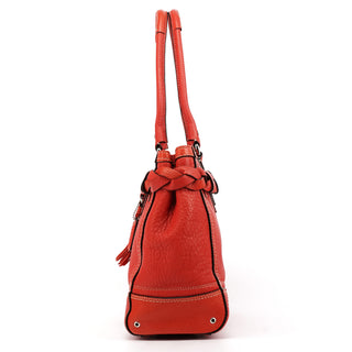 13087 Red Pebbled Leather Hamptons Tote Bag