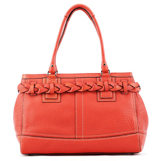 13087 Red Pebbled Leather Hamptons Tote Bag