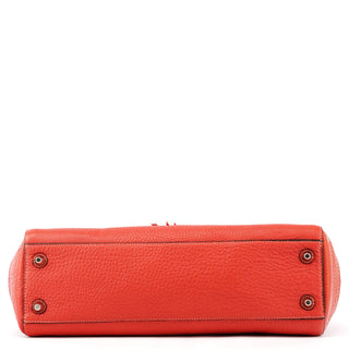 13087 Red Pebbled Leather Hamptons Tote Bag