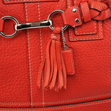 13087 Red Pebbled Leather Hamptons Tote Bag