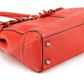 13087 Red Pebbled Leather Hamptons Tote Bag