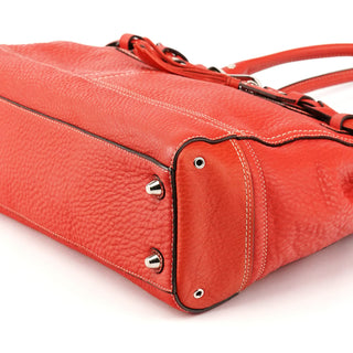 13087 Red Pebbled Leather Hamptons Tote Bag