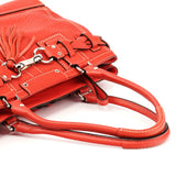 13087 Red Pebbled Leather Hamptons Tote Bag