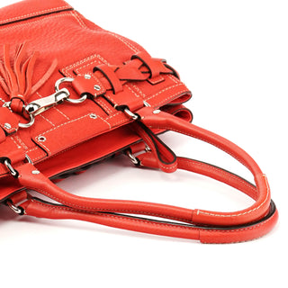 13087 Red Pebbled Leather Hamptons Tote Bag
