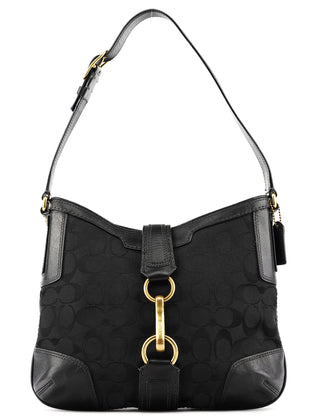11058 Black Signature Hamptons Hobo Shoulder Bag