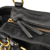 12454 Black Leather Patchwork Hamptons Tote Bag
