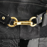 12454 Black Leather Patchwork Hamptons Tote Bag