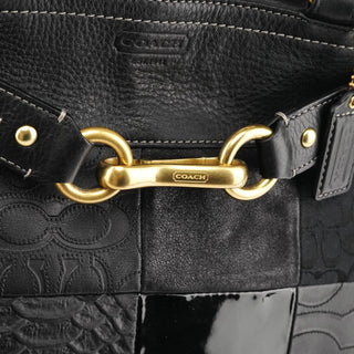 12454 Black Leather Patchwork Hamptons Tote Bag