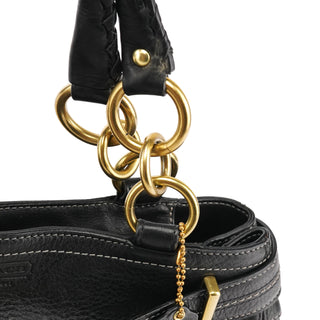 12454 Black Leather Patchwork Hamptons Tote Bag