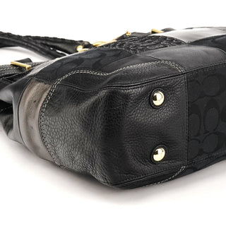 12454 Black Leather Patchwork Hamptons Tote Bag