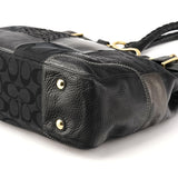12454 Black Leather Patchwork Hamptons Tote Bag
