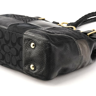 12454 Black Leather Patchwork Hamptons Tote Bag