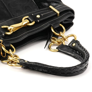 12454 Black Leather Patchwork Hamptons Tote Bag