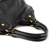 Black Leather Classic Q Fran 2-Way Bag