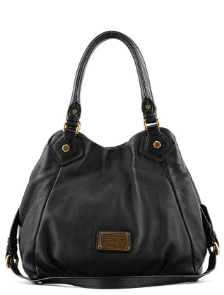 Black Leather Classic Q Fran 2-Way Bag