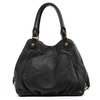 Black Leather Classic Q Fran 2-Way Bag