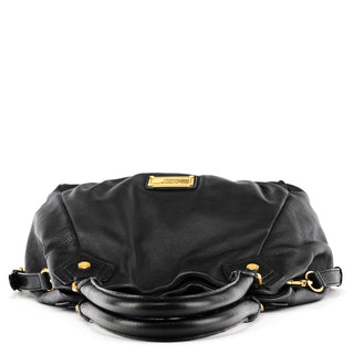 Black Leather Classic Q Fran 2-Way Bag