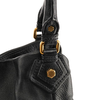 Black Leather Classic Q Fran 2-Way Bag