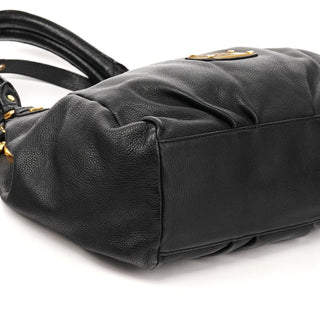 Black Leather Classic Q Fran 2-Way Bag