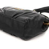 Black Leather Classic Q Fran 2-Way Bag
