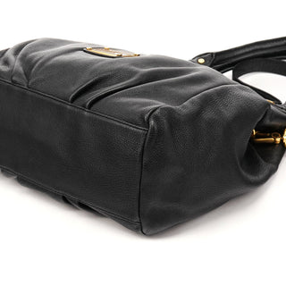 Black Leather Classic Q Fran 2-Way Bag