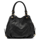 Black Leather Classic Q Fran 2-Way Bag