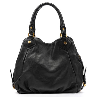 Black Leather Classic Q Fran 2-Way Bag
