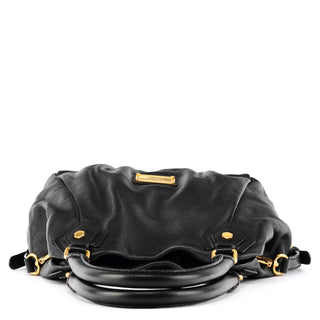 Black Leather Classic Q Fran 2-Way Bag