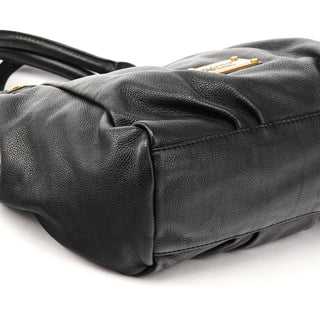 Black Leather Classic Q Fran 2-Way Bag