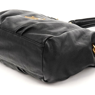 Black Leather Classic Q Fran 2-Way Bag