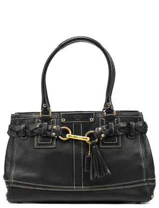 10529 Black Pebbled Leather Hamptons Tote Bag
