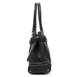 10529 Black Pebbled Leather Hamptons Tote Bag