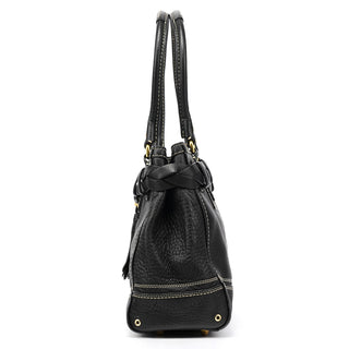 10529 Black Pebbled Leather Hamptons Tote Bag