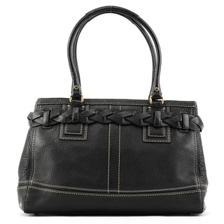 10529 Black Pebbled Leather Hamptons Tote Bag
