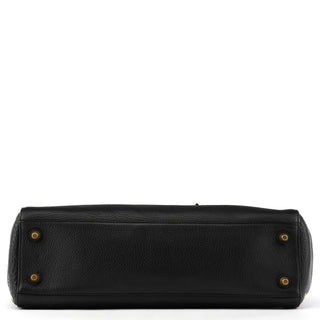 10529 Black Pebbled Leather Hamptons Tote Bag