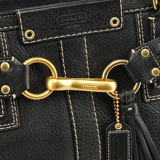 10529 Black Pebbled Leather Hamptons Tote Bag