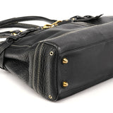10529 Black Pebbled Leather Hamptons Tote Bag