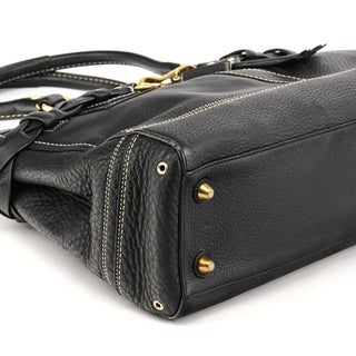 10529 Black Pebbled Leather Hamptons Tote Bag
