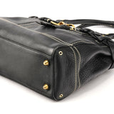 10529 Black Pebbled Leather Hamptons Tote Bag