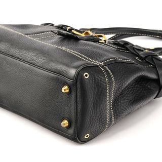 10529 Black Pebbled Leather Hamptons Tote Bag