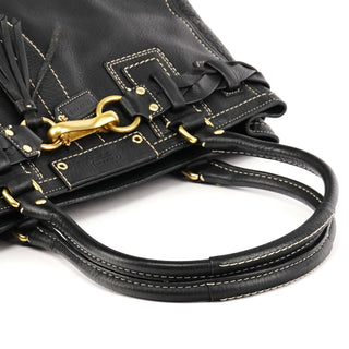 10529 Black Pebbled Leather Hamptons Tote Bag