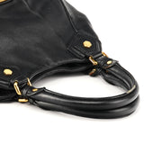 Black Leather Classic Q Fran 2-Way Bag